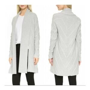AYR 100% Wool Shawl Collar Longline Cardigan Sweater, Grey, size M